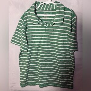 Hanna Andersson Green and White Striped Polo Shirt